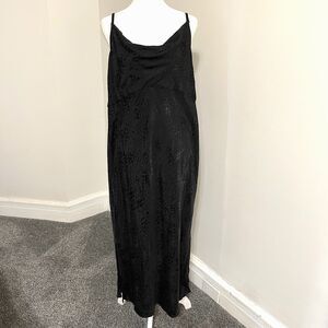 Anthropologie Maxi Dress Size 14 Textured Black Adjustable Straps NEW W Tags